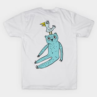 Surprised Bear and Feathered Friend T-Shirt